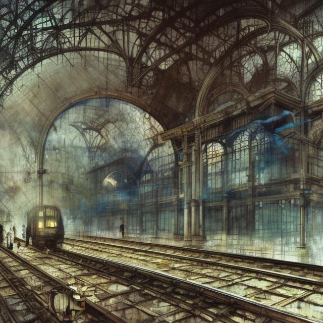 Atmospheric Train Station in Liminal Space