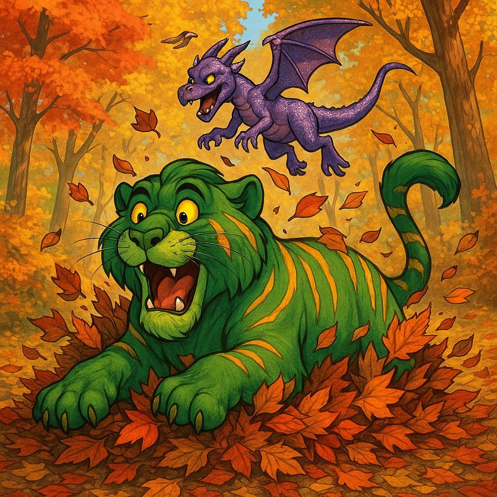 Lockheed Chases Cringer Through Autumn Leaves