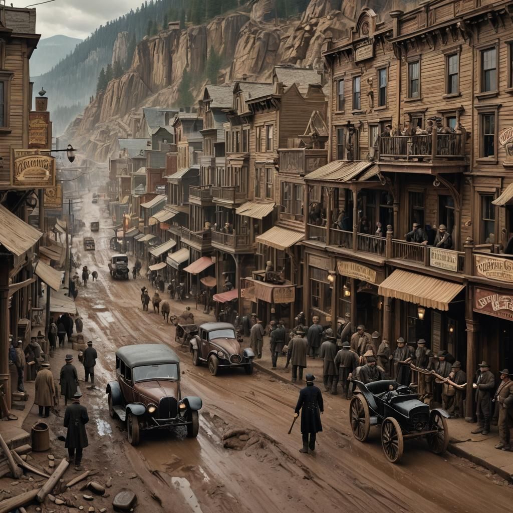 Deadwood Main Street Scene with Unexpected Visitor