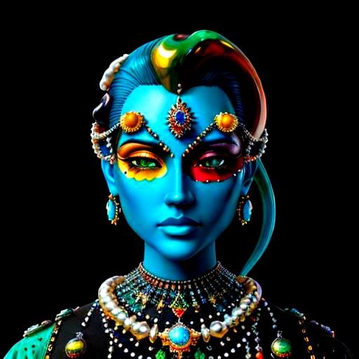 Abstract Pearls and Seashells in Cubist Style