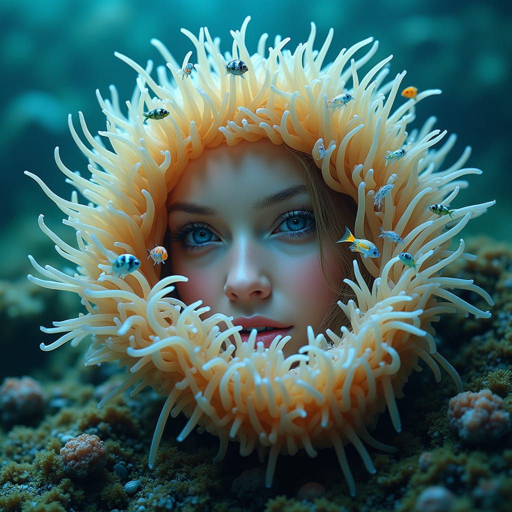 Vibrant Tide Pool Paradise with Mythical Sea Siren