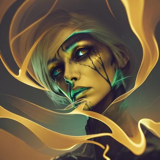 Electric Woman Screams in Abstract Expressionism