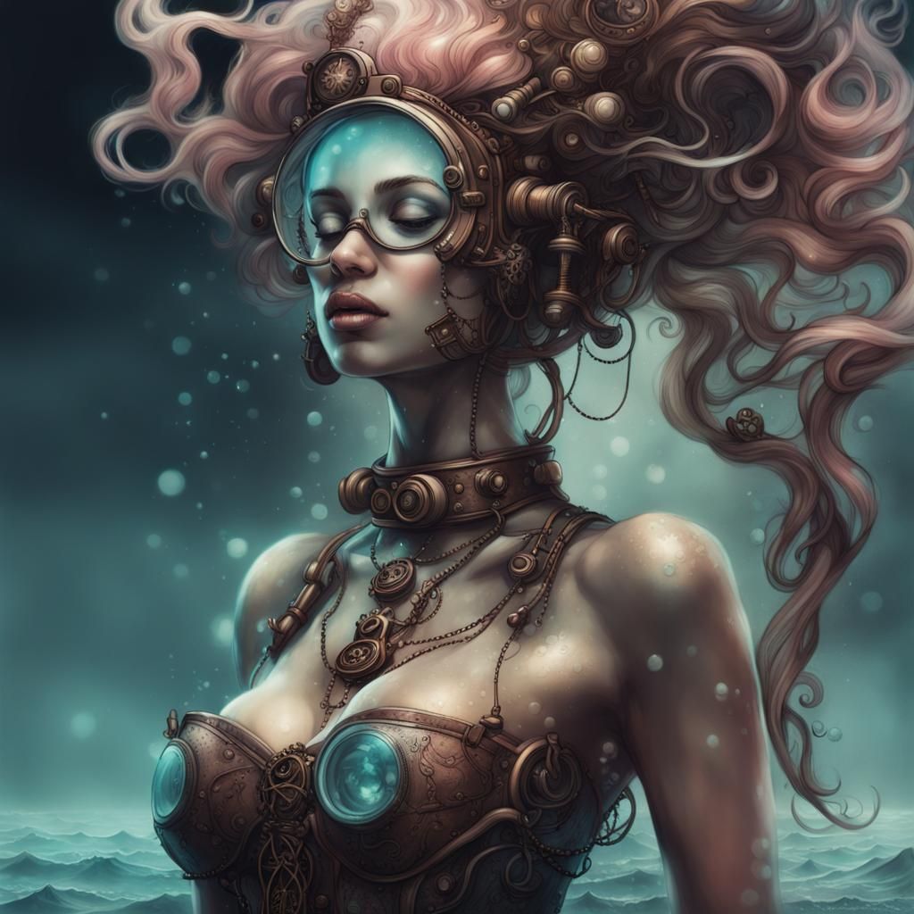 Fantasy -Steampunk Lady Underwater - 2