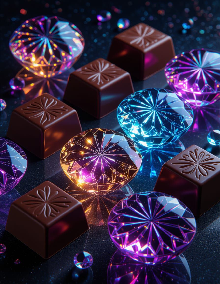 Luminescent Crystal Glass Chocolates in Mystique Bakery