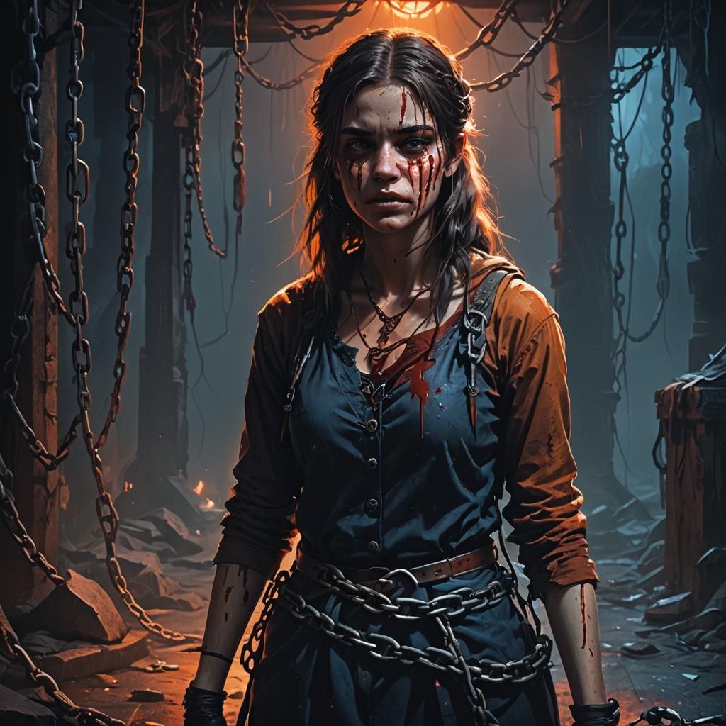 Dark Fantasy: Girl in Chains, Cinematic Matte Painting