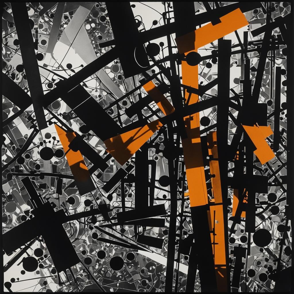 Surrealist Black and White Photogram of Industrial Objects