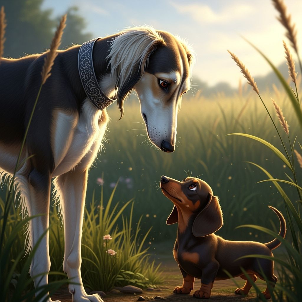 Saluki meets Dachshund