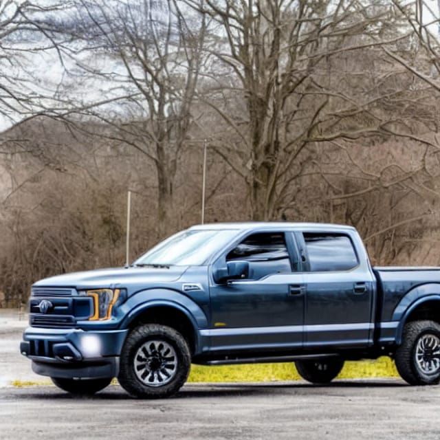 Blue and Grey Ford F-150 Pickup Truck on Sunny Day