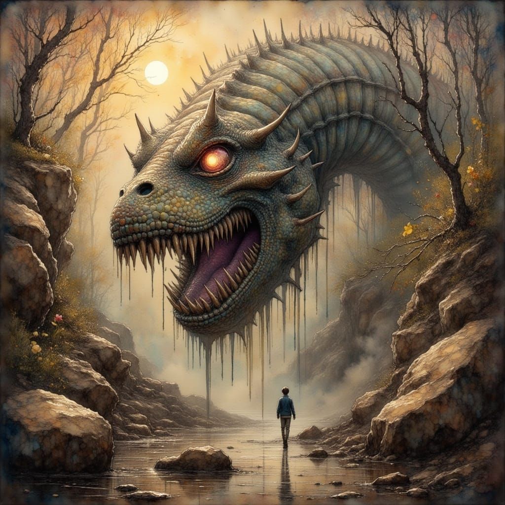 Monstrous Caterpillar Emerges in Central Park: Surreal Art