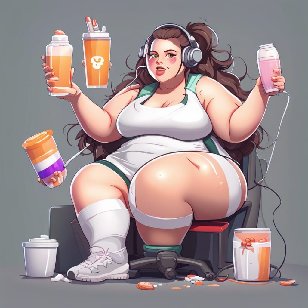 Plus-Size Gamer Girl with Feeding Tube