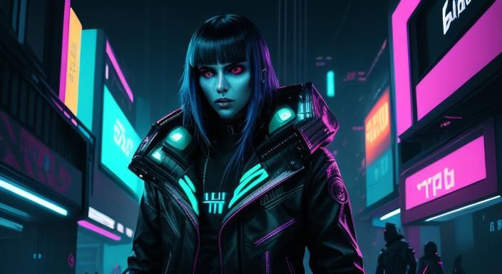 Cyberpunk Computer Interface with Neon Glow