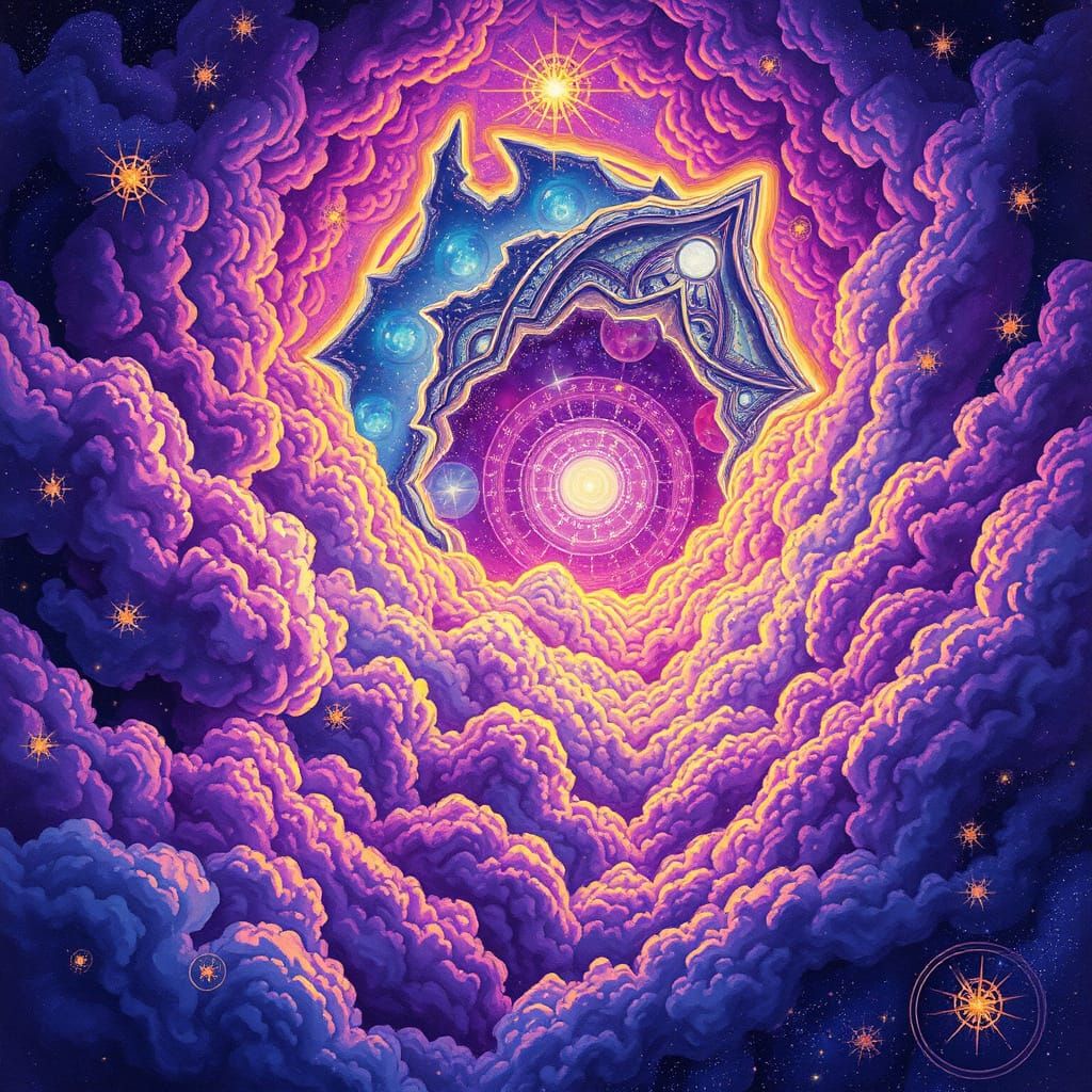 Cosmic Holographic Vision in Vibrant Iridescent Colors