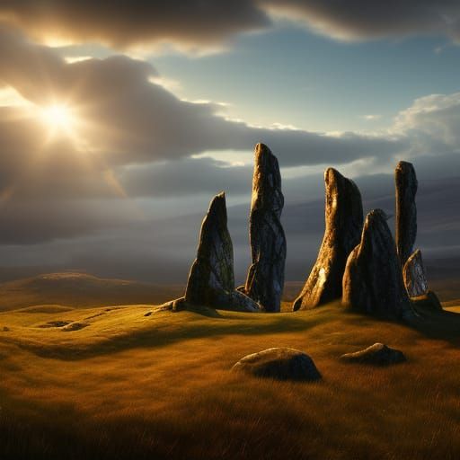 Sunlit Stones of Craigh na Dun, Scotland