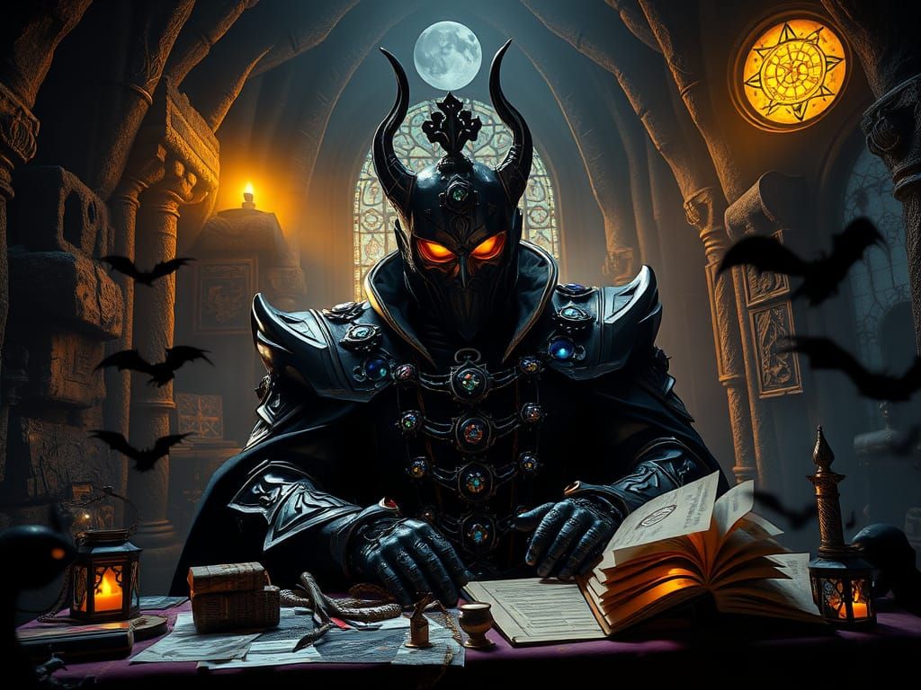 Mystical Supervillain in Underground Fortress: Dark Fantasy ...