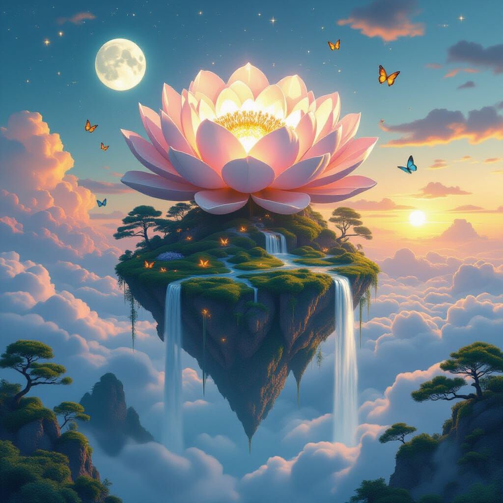 Floating Island Crowned with Luminous Flower