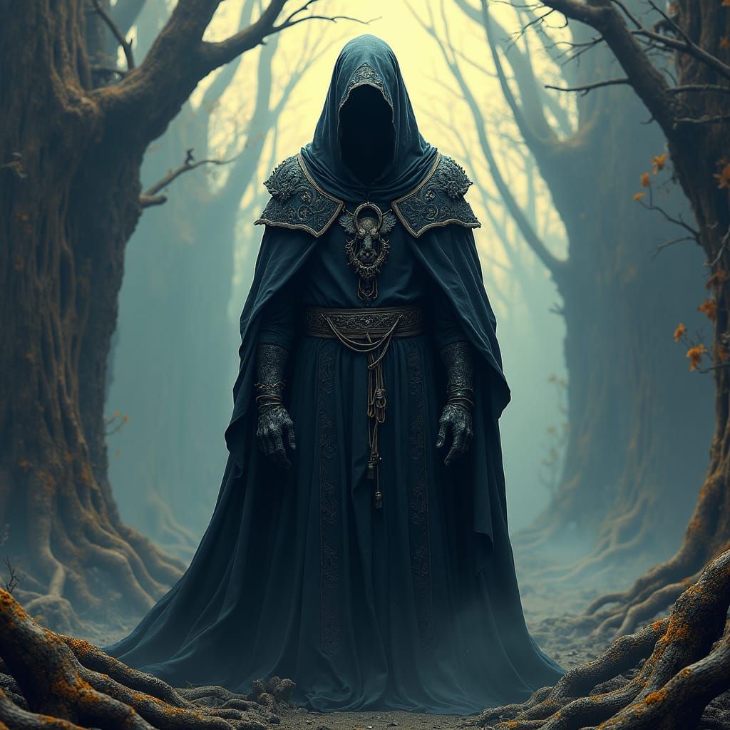 Death, Horseman of Apocalypse, in Apocalyptic Landscape