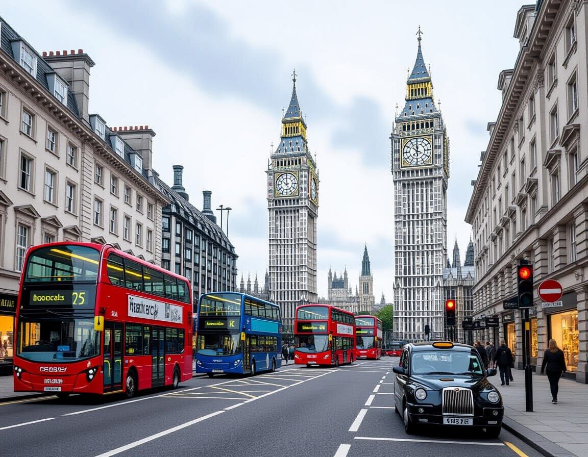 London Landmarks Crafted from Folded Newspapers