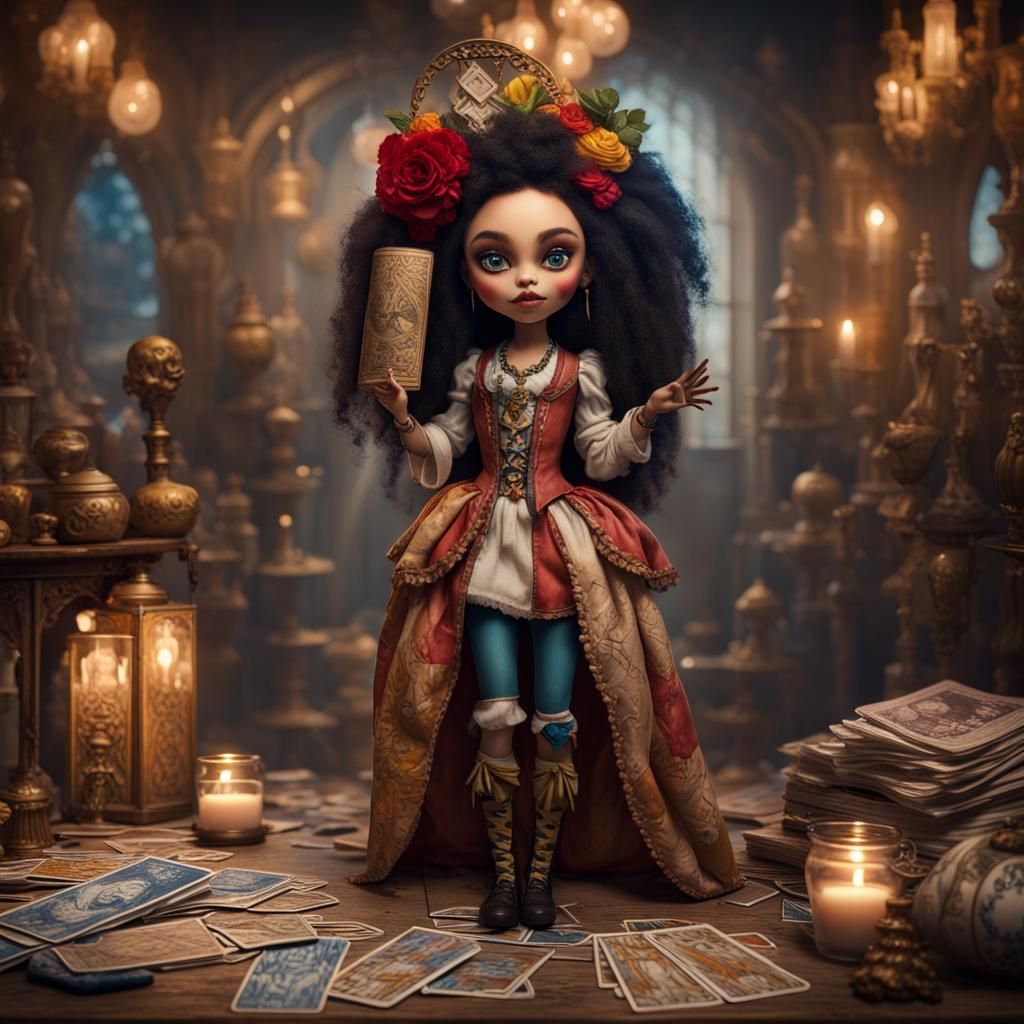 Bratz Doll as The Fool Tarot Card in Matte Painting Style
