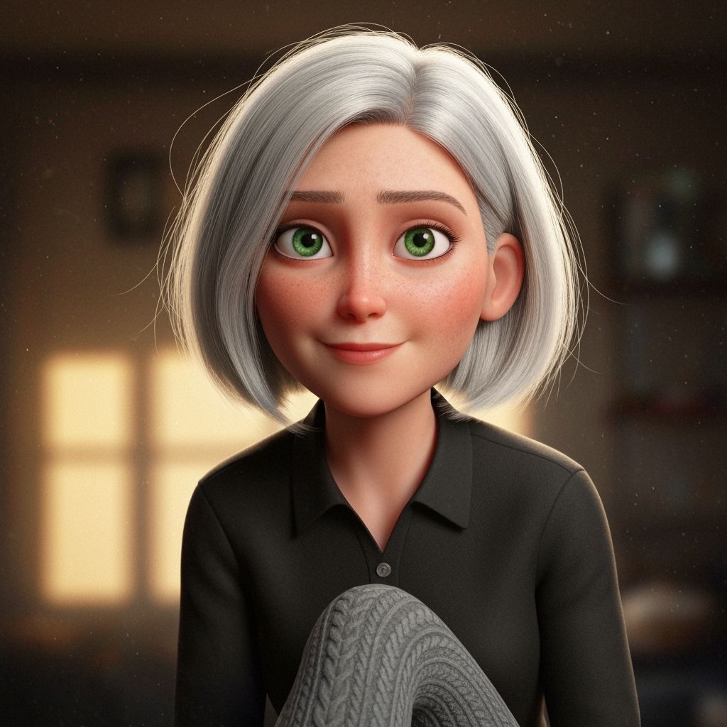 Photorealistic Portrait of Mirage in Cozy Living Room