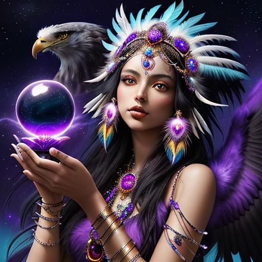 Vivid Lemuria: Goddess with Eagle Headdress