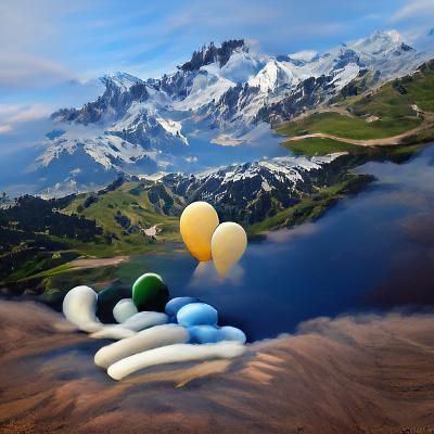 Swiss Alps with Balloons: A Stunning Vista