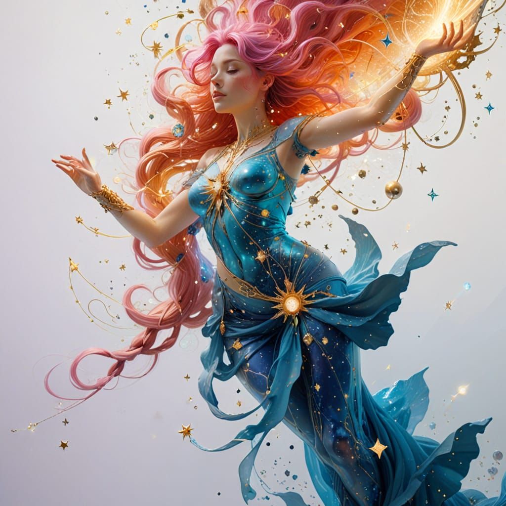 Digital Fantasy Astronomer in Cosmic Patterns