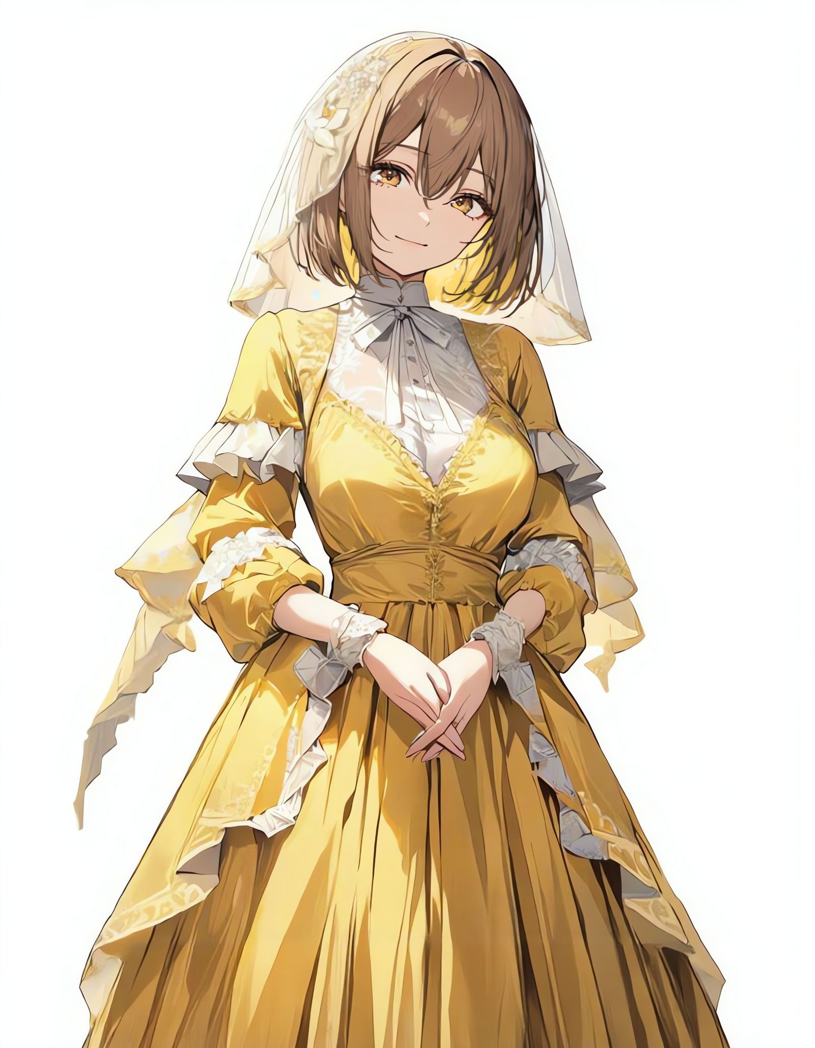 Girl with Yellow Eyes and Frilled Dress