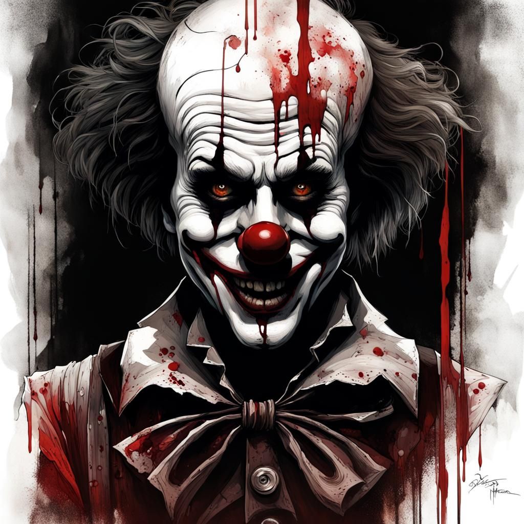 Killer Clown in High Gothic Dark Fantasy Style