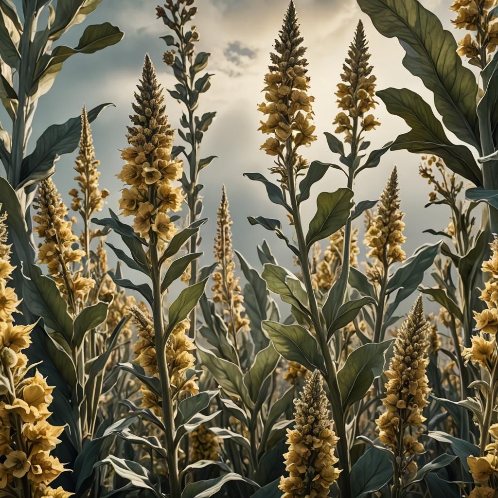 Mullein Plants Swaying in a Fantastical Style