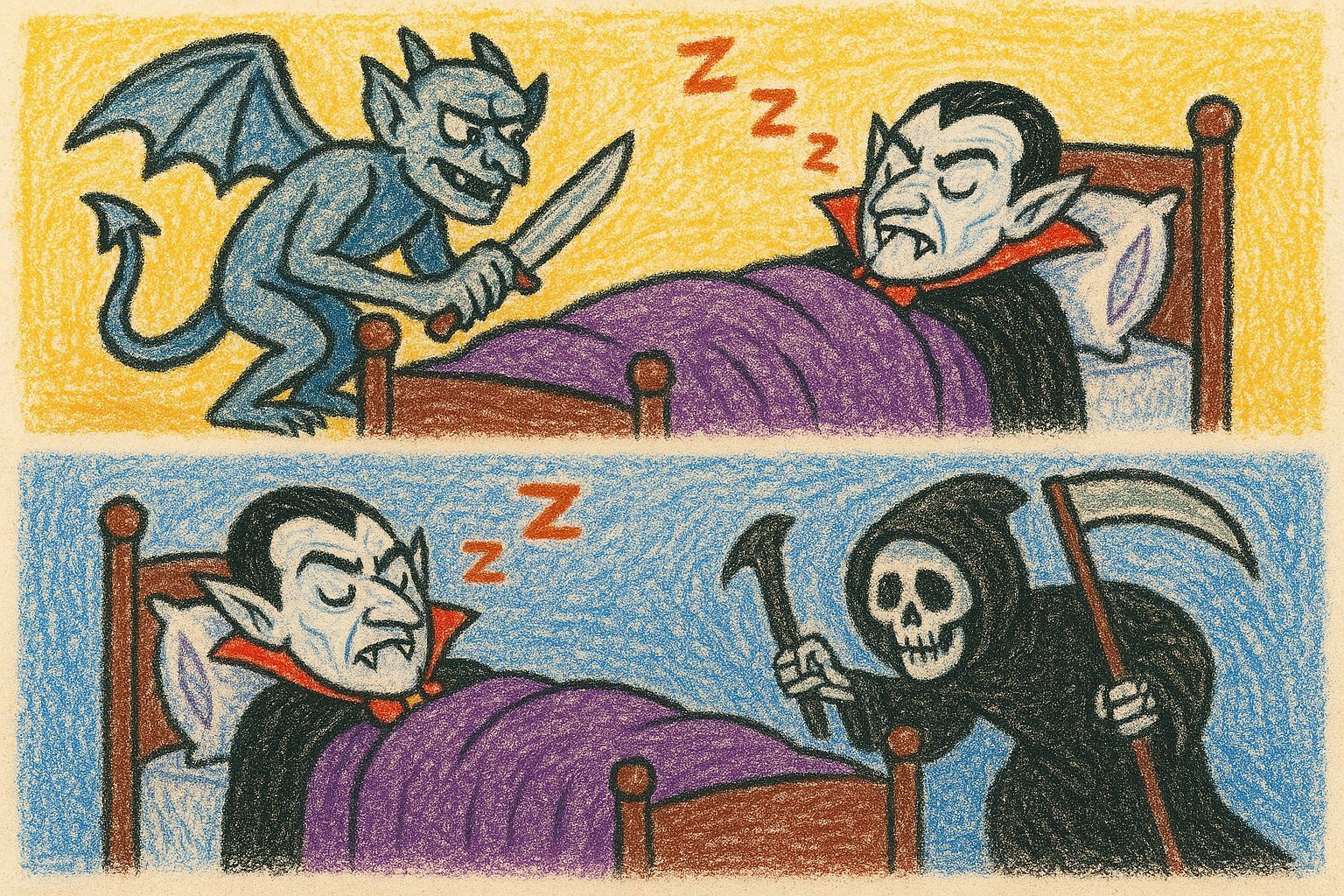 Gargoyle and Grim Reaper Attack Vampire King