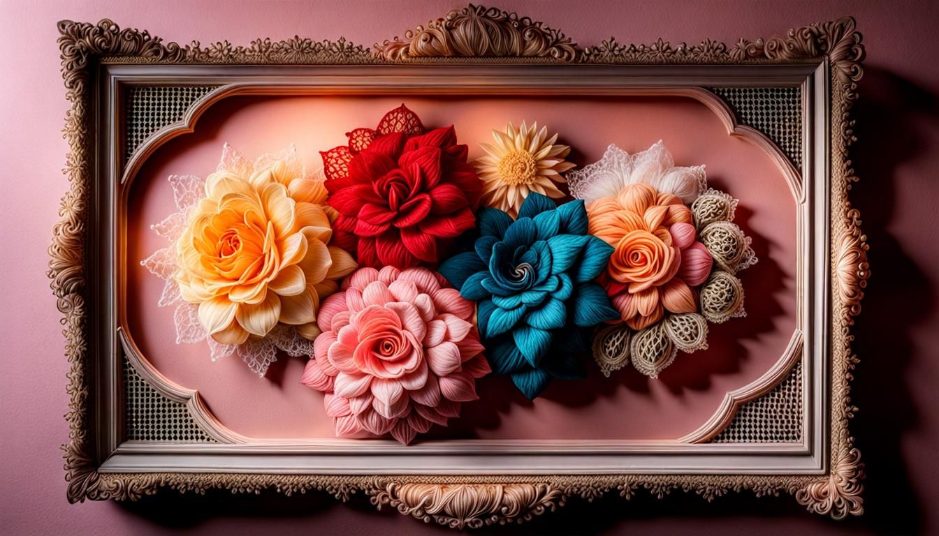 Detailed Lace Art in Ornate Frame