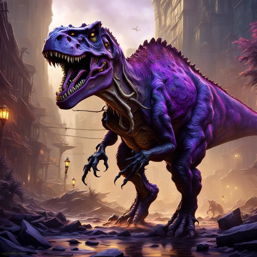 Zombie T-Rex in Lost World: Dark Fantasy Art