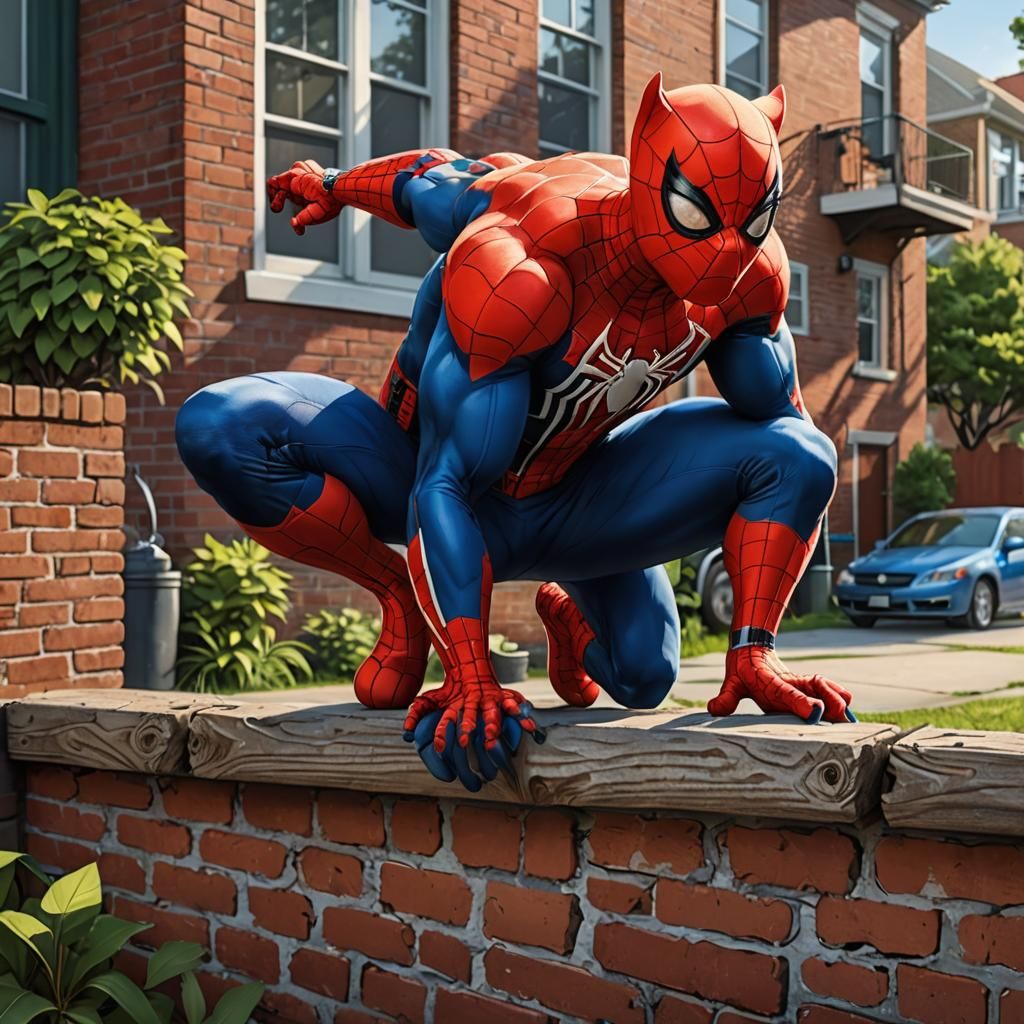 Humanoid Cat in Spider-Man Suit Digital Art