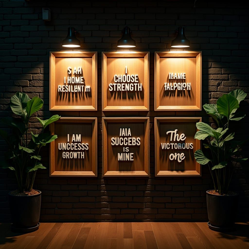 Motivational Quotes Wall Display in Dramatic Cinematic Style