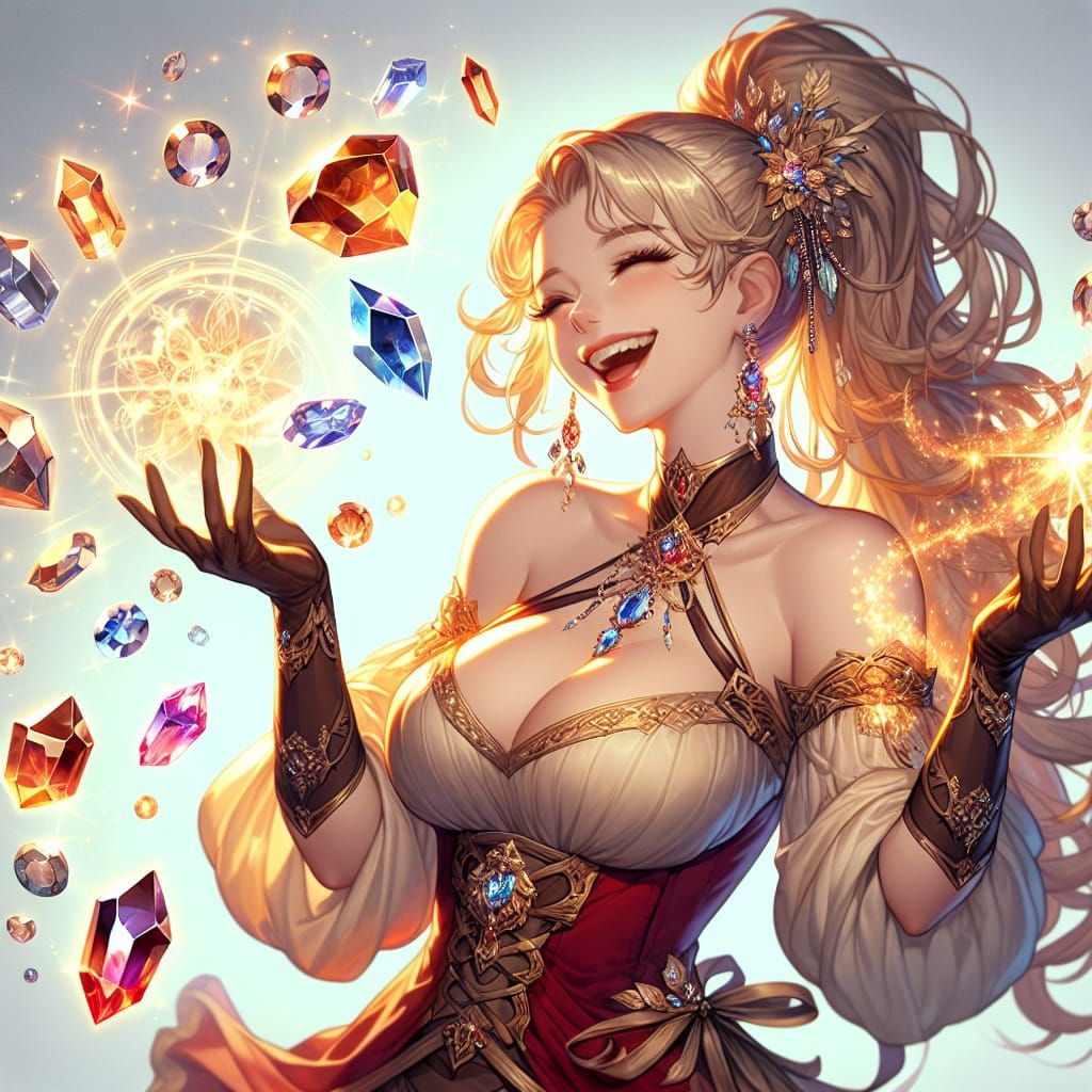Charming Sorceress Radiating Magic in Fantasy Art Style