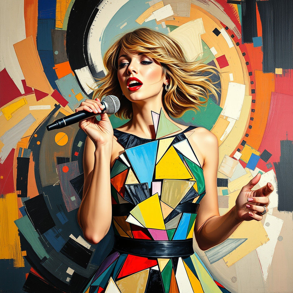 Taylor Swift Sings in Cubist Style