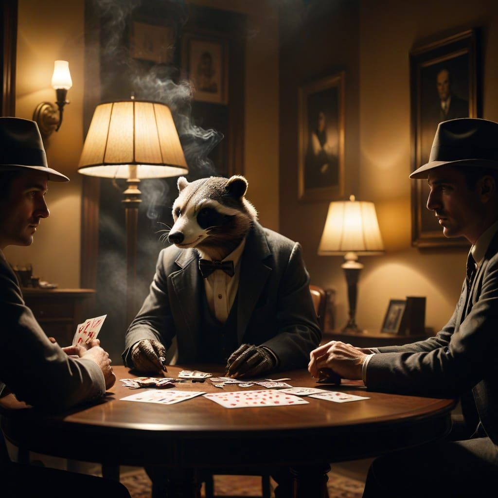 Film Noir Poker Scene in a Smoky Room