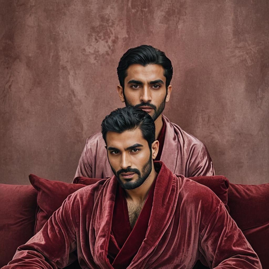 Handsome Man in Red Velvet Robe: Impressionist Portrait