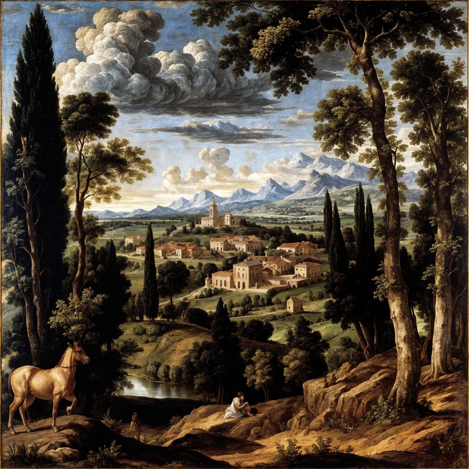 Renaissance Landscape Painting in Veronese Style