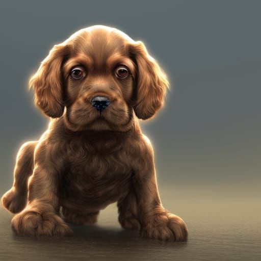 Cocker Spaniel Puppy in Detailed Matte Painting