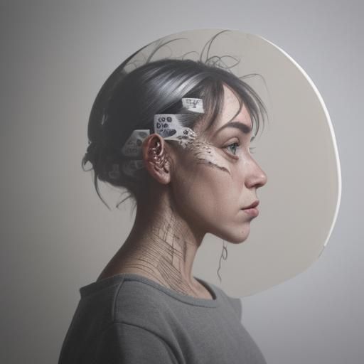 anamorphic portrait that reveals a hidden message when viewed from the side.