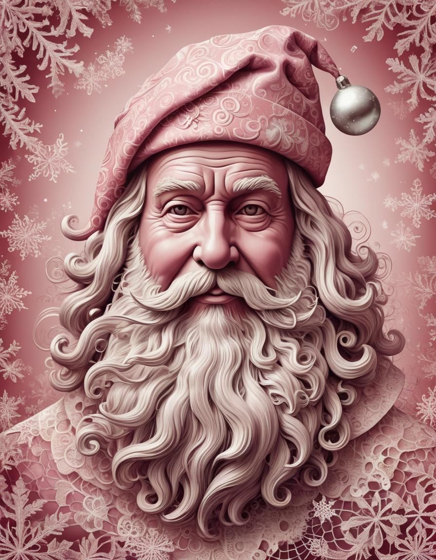 Shabby Chic Christmas: Pink Santa Portrait