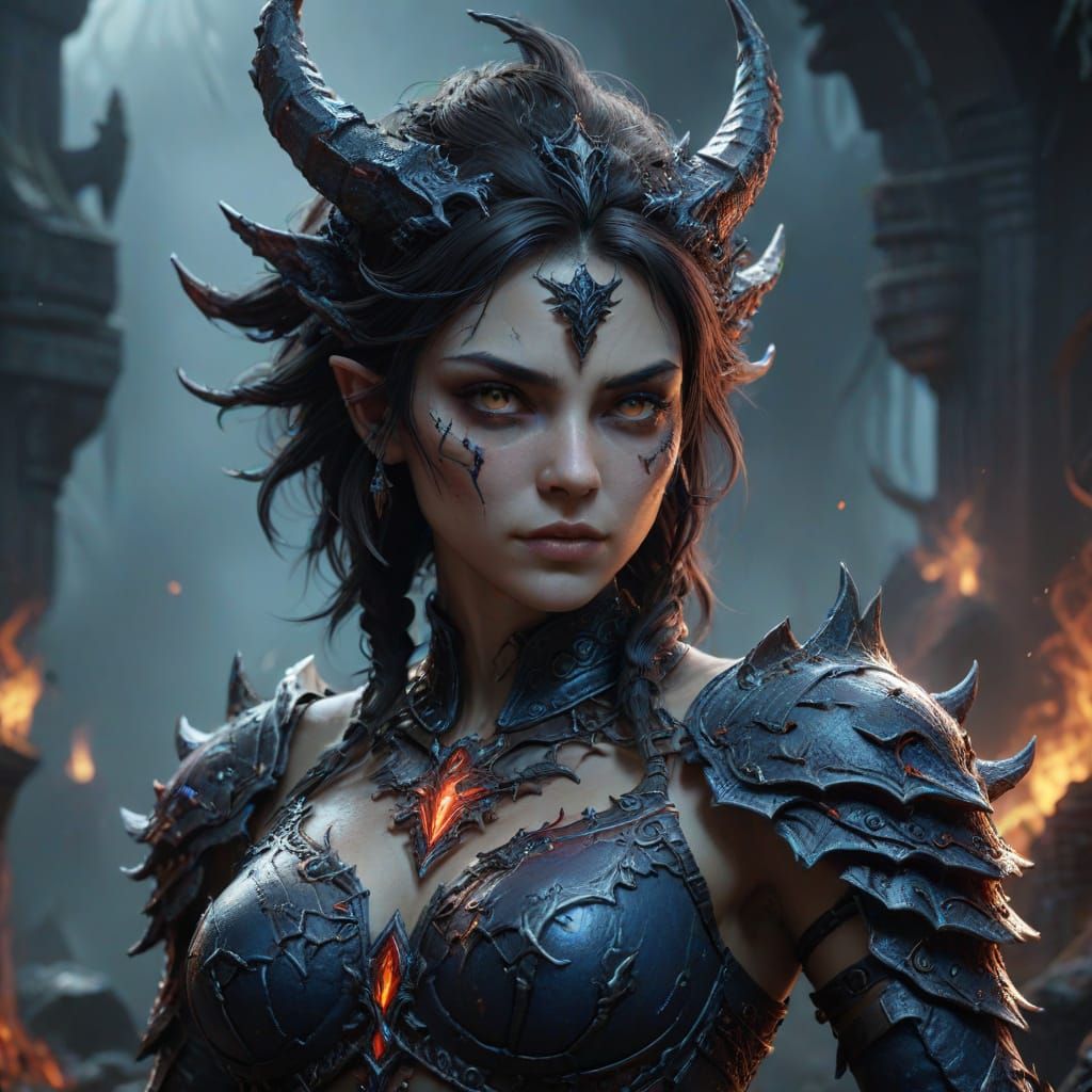 Isabella in Demon Form, Fantasy Concept Art