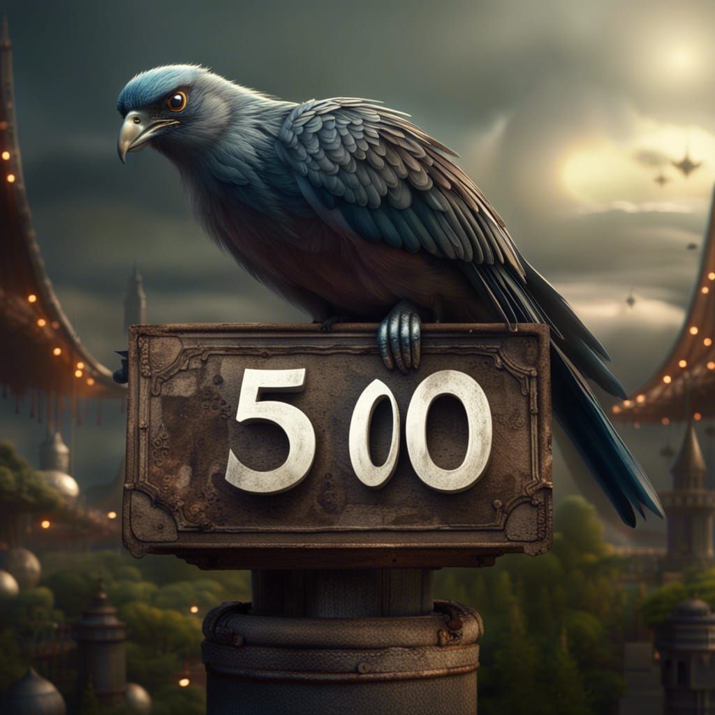 Bird Holds a Sign Saying 500