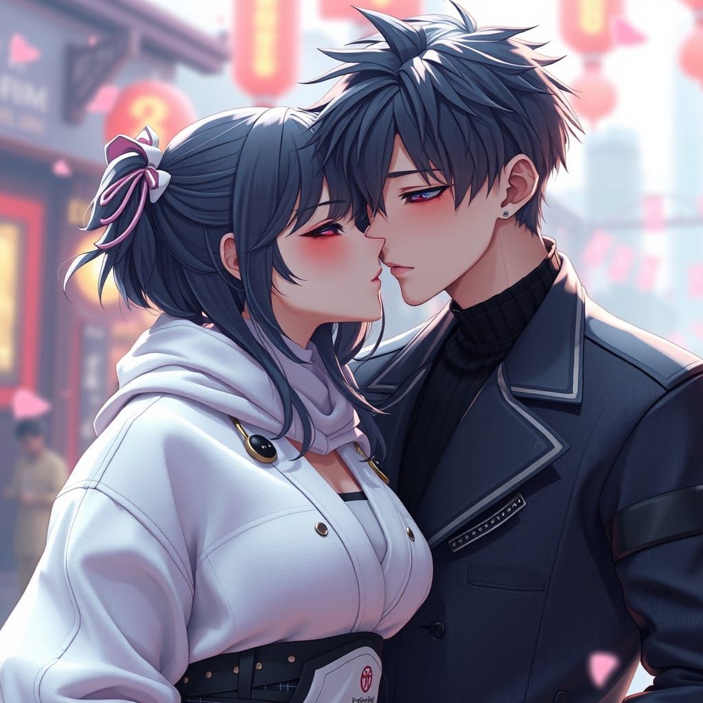 Romantic Couple in Intimate 3D Anime Art