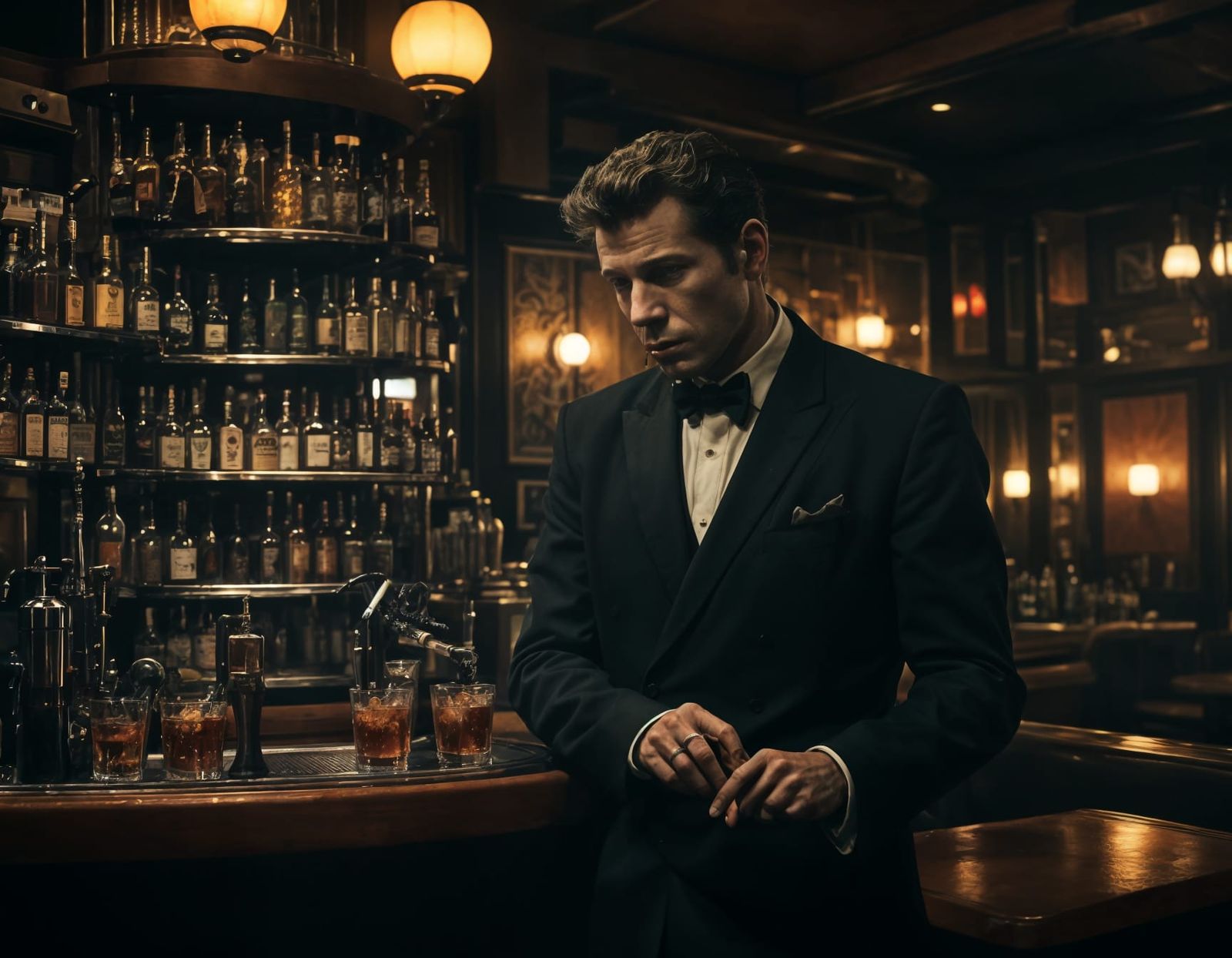 Futuristic Speakeasy: A Noir Sci-Fi Jazz Bar
