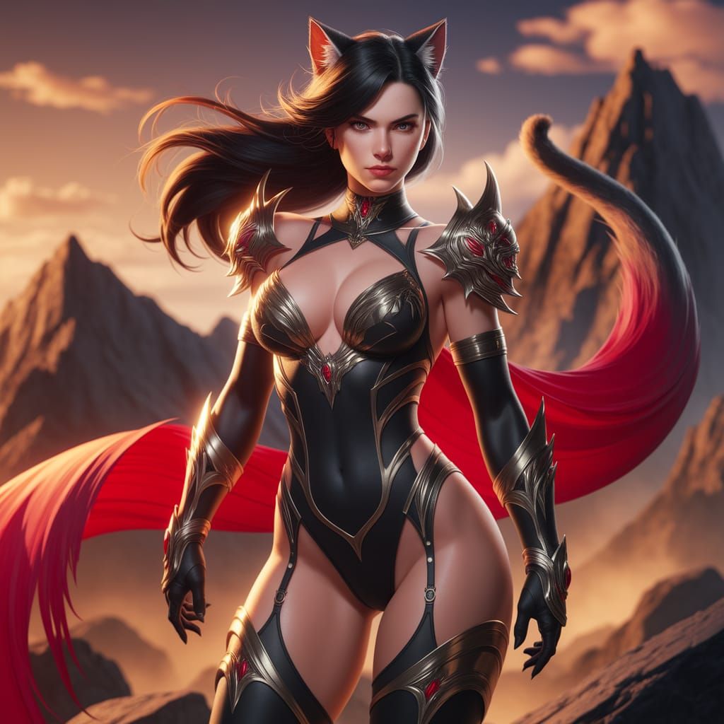 Fierce Female Warrior in Whimsical Armor