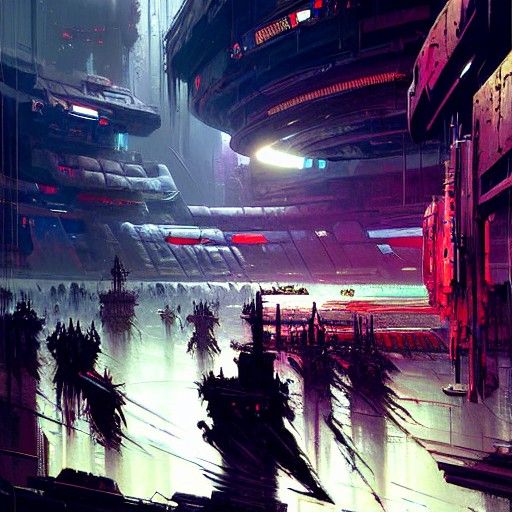 Cyberpunk Arena with Artistic Influences
