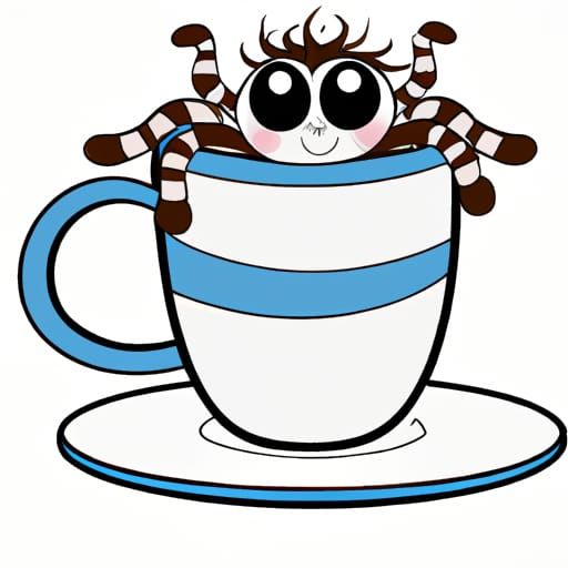 Cute Spider Enjoying Tea Time