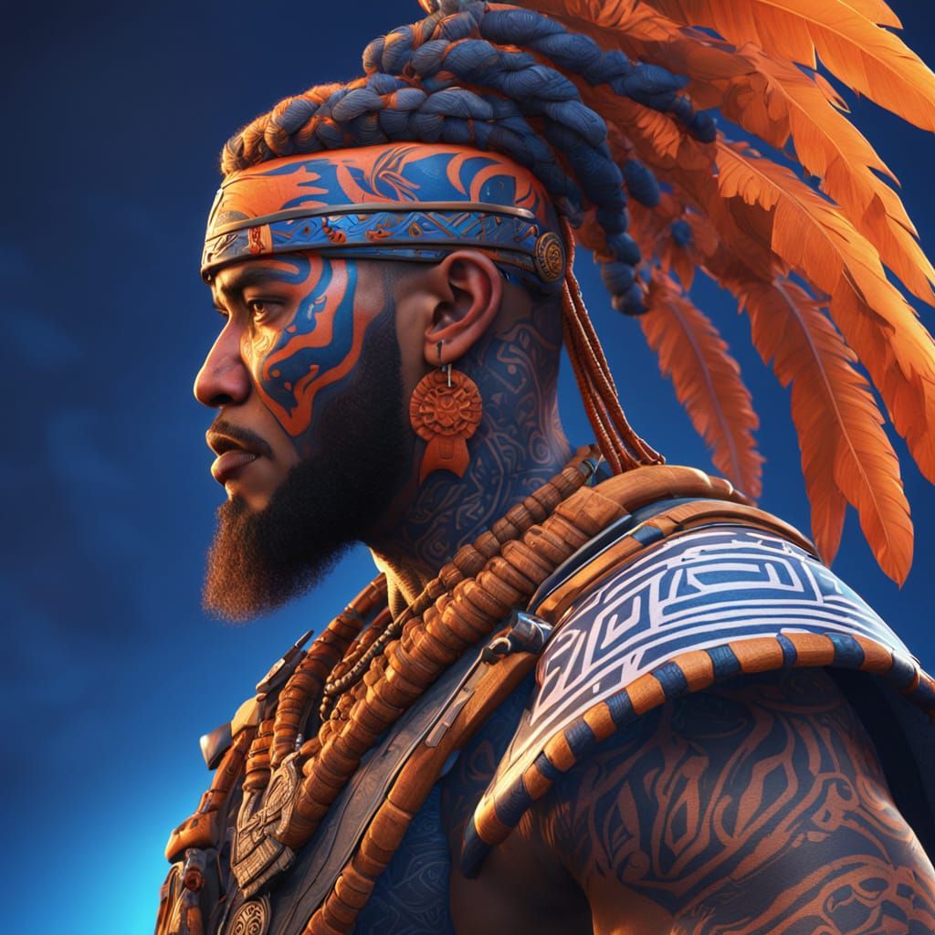Samoan Warrior Playing Fortnite in Fantasy Art Style